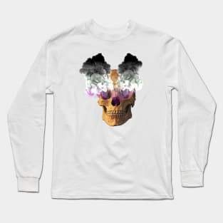 Subtle Ace Flag Halloween Skull Long Sleeve T-Shirt